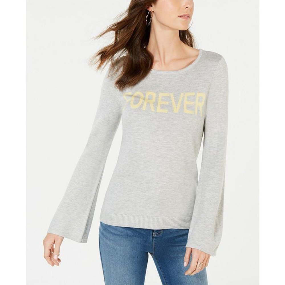 NWT I.n.c. Forever Graphic-Print Sweater Grey Lrg
